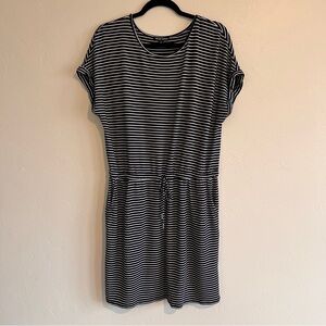 Hilary Radley Blue and White Striped Midi Dress - Size L